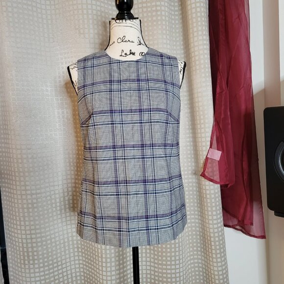 Lewit Lidia Plaid Shell Wool Blend Sleeveless Top - Size Small - Picture 11 of 11